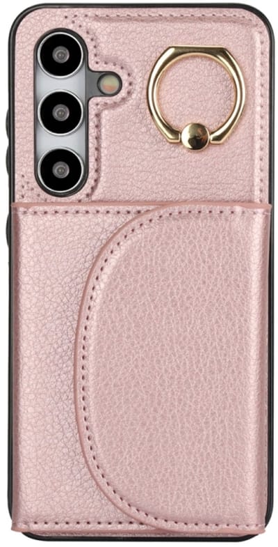 Voor Samsung Galaxy S24+ 5G YM007 Ringhouder Kaarttas Huidgevoel Telefoonhoesje (Rose Goud)