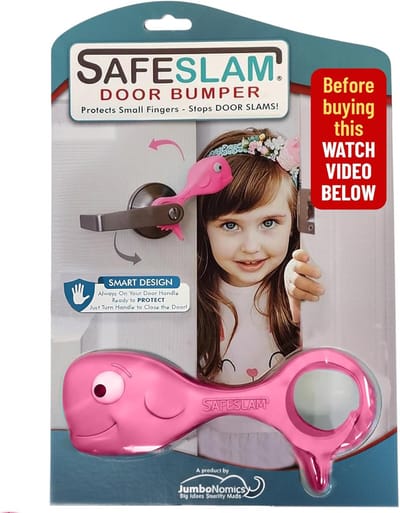 Deurstopper Walvis - Vingerbeschermer - Voorkom Klemletsel - Altijd Actief - 12.7 x 5.08 cm - Roze