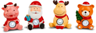 Solar Kerstdecoratie Met LED Verlichting – Koud Wit Licht – Rendier Beer Kerstman Of Varken – Werkt Op Zonne-Energie – Voor Binnen En Buiten – Weerbestendig – 6 X 5 X 10 Cm – 4 Types Willekeurig 1 Stuk [59762]