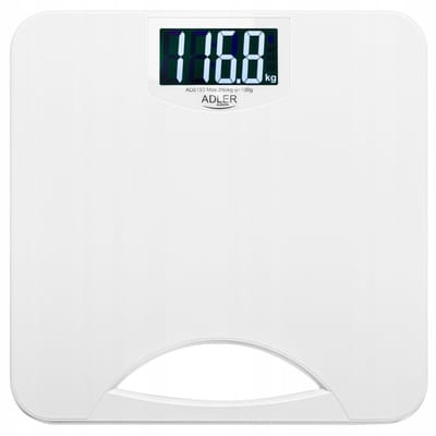 Adler Digitale Personenweegschaal tot 250 kg – XL Badkamer weegschaal met Groot LCD-scherm en Handgreep – Extra Sterk – Wit