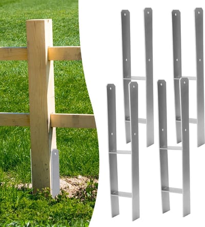 H-Paalanker Set van 4 - Verstelbare Grondanker voor Houten Palen (91 x 600 mm) - Stevige Paaldrager voor Omheining en Kasbouw
