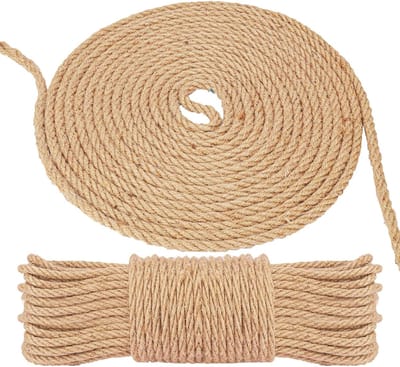 Hennep Touw Rollen - Jute Manila Touw - Tuin Decoratie - Natuurlijk Duurzaam Materiaal - 7.5 cm Diameter - Bruin