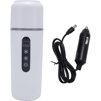 Draagbare Auto Verwarmingsbeker 500ml Reis Elektrische Waterkoker 12V 24V Draagbare Waterkoker Verwarmde Beker voor L wit