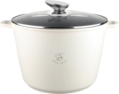 Royal Swiss® Soeppan Inductie – 24 cm / 6.2L – Braadpan met Afneembare Handvatten – Geschikt voor Alle Warmtebronnen – Beige