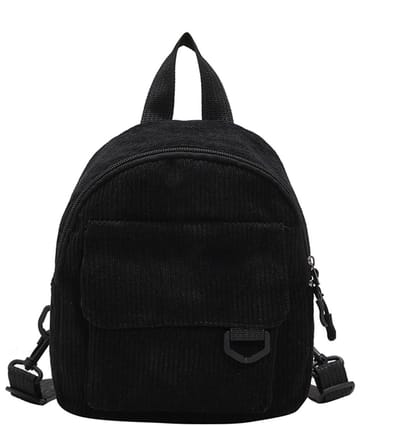 LISM-Mini schattig multifunctioneel corduroy make-uptasje, lichtgewicht damesrugzak - zwart