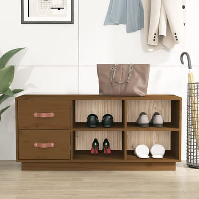 vidaXL - Schoenenbank - 100x34x45 - cm - massief - grenenhout - honingbruin