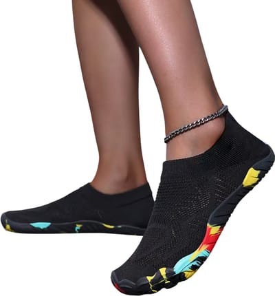 Heren Waterschoenen Strand en Zomer - Ademend Mesh, Vijf Vingers, Antislip Sokken Schoenen voor Duiken, Vakantie, Zwemmen en Outdoor - Zwart - Maat 37