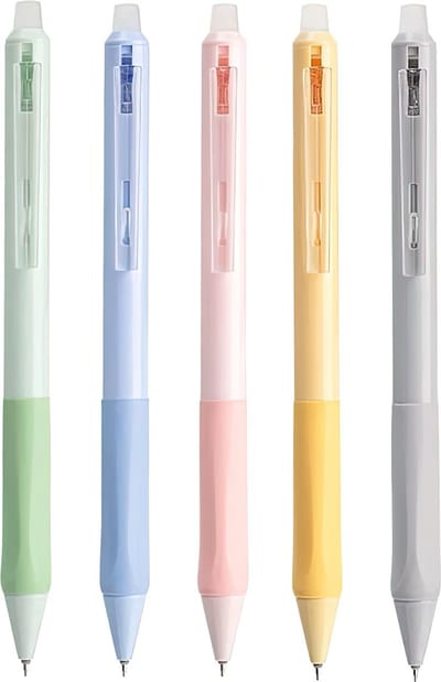 Ainy Original Colours uitwisbare pen set | 5 uitgumbare pennen voor etui , pennenzak of pennenbak | Zwartgrijs inkt | Ergonomische soft grip | Ideale kantoor accessoires balpennen | Uitgumbare gelpennen schrijfwarenset voor kinderen en volwassenen