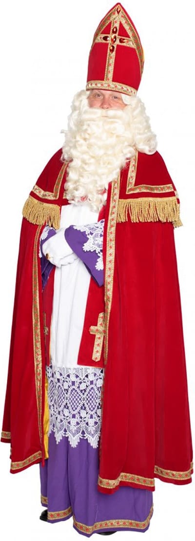 KIMU® Sinterklaas Kostuum Compleet Luxe - De Enige Echte - TV Sint Stefan - Fluweel Pak Mantel Mijter Habijt Sinterklaaspak Rood - Fluwelen Sinterklaaskostuum Nicolaas Festival