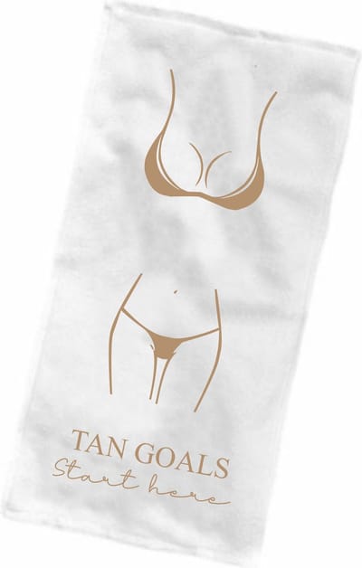 Strandlaken - Badhanddoek met print - Strandhandoek - Tan Goals start here - Zwemmen - Badlaken met tekst