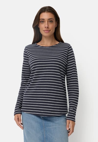 camel active Jerseyshirt met zijsplitten - Maat womenswear-S - Nachtblauw