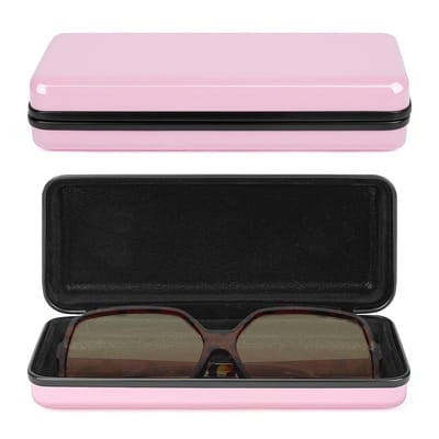 Dailygoody - Zonnebrillenhoes Extra Groot - Brillenhoes voor Grote Monturen - Ideaal voor Reizen - Roze - Compatibel met Diverse Modellen - Beschermin...