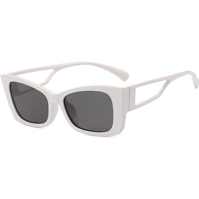 Mode Nieuwe Cat Eye Vlinder Frame Zonnebril UV400 Vrouwen Holle Zonnebril Moderne Buiten Reizen Zonnescherm Brillen 1 sunglasses wit