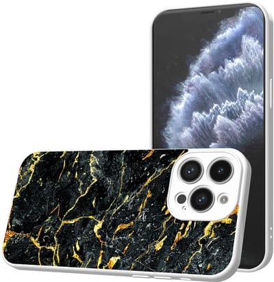Smartphonica Telefoonhoesje Geschikt voor iPhone 11 Pro met Zwart Goud Marmer opdruk - TPU Back Cover Case Black Gold Marble Design - Wit geschikt voor iPhone 11 Pro