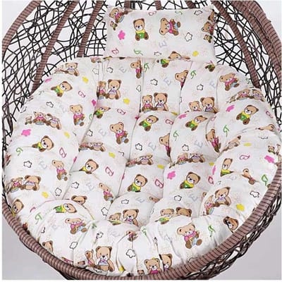 Stoelkussen met hoofdsteun - Hangmatkussen - Buiten ontspannen - Extra dik zitcomfort - 89 cm diameter - Grijs