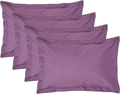 Homescapes Kussensloop 50x75 cm met Rand (Oxford) Set van 4 – Paars – 100% Egyptisch Perkal Katoen – 200 TC
