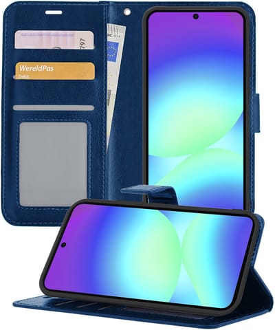 Hoesje - Geschikt voor Samsung Galaxy A56 - Luxe Bookcase - Walletcase Hoes - Portemonnee - Cover - Telefoonhoes - Donkerblauw