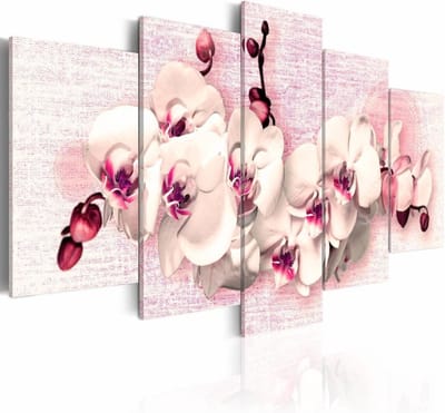 Schilderij - Metafoor van vrouwelijkheid - Orchidee , 5 luik