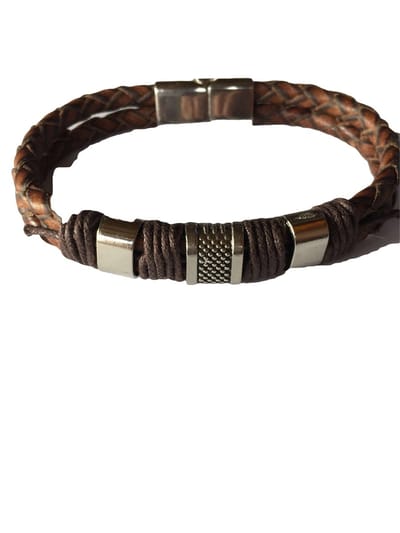Petra's Sieradenwereld - Heren armband bruin leer met schuifsluiting 23 cm