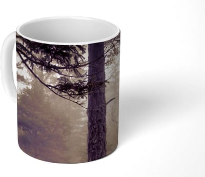 Mok - Koffiemok - Mist - Herfst decoratie - Natuur - Bos - Mokken - 350 ML - Beker - Koffiemokken - Theemok