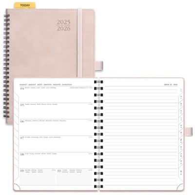 Agenda 2025-2026 | Weekplanner met Notitieboek | Zachte Spiraalbinding | Maand Tabs | 80 GSM Papier