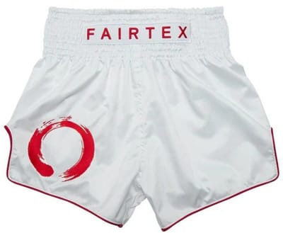 Fairtex ENSO Serie - Muay Thai Shorts - Wit/Rood - Handgemaakt in Thailand - Polyester