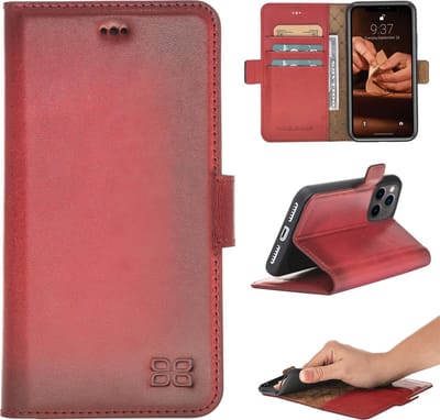 Bouletta iPhone 11 Pro compatibel leren BookCase hoesje - Burned Red