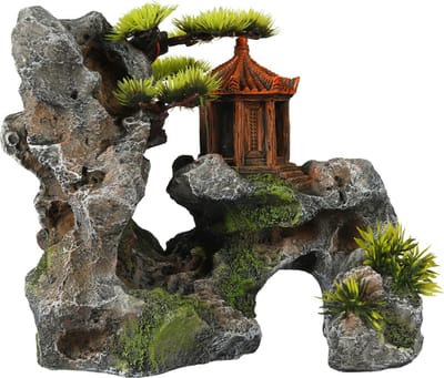 Aqua Della Heiligdom Op Berg - Aquarium - Ornament - 23.7x13x19.5 cm