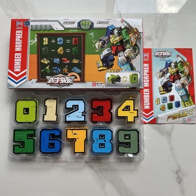 Met Doos Monteren Nummer Robots Transformatie Actiefiguur Auto Dinosaurus Model Vervorming Cijfers Letters Alfabet Speelgoed