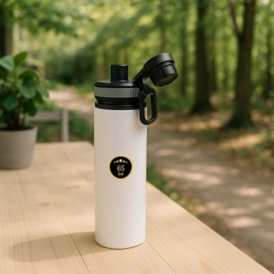 Hacebo® - 65 jaar waterfles met draaidop grijs - iemand die 65 jaar is geworden of 65 jaar lang een relatie hebben of getrouwd zijn - verjaardagscadeau - verjaardag - cadeau - kado - geschenk - gift - relatie - water fles - 850ML