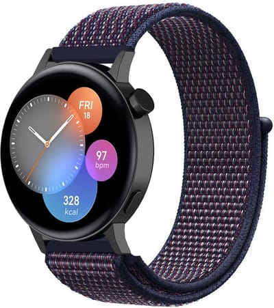 Nylon bandje geschikt voor Huawei GT 3 42mm / Huawei GT 3 Pro 43mm / Huawei GT 2 42mm - Paars Blauw