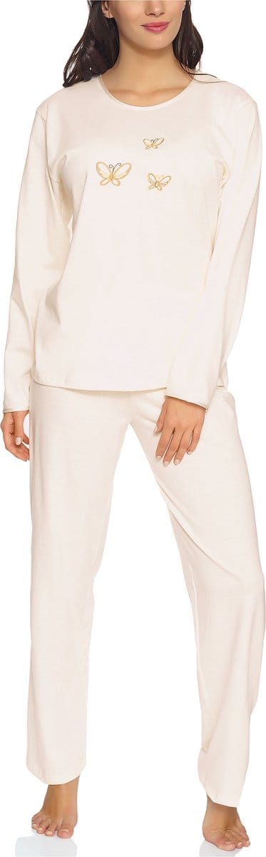 Merry Style Dames Pyjama - Lange mouwen - Lange broek - Katoen - MS-DR-Malwa-PJ - Ecru (Lange mouwen) - S