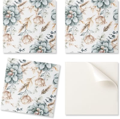 Zelfklevende vinyl wandtegels met bloemen- en plantenpatroon, 20x20x20 cm