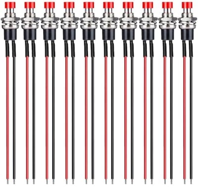 Mini Momentary Drukknop 7mm 3V-230V - Voorbedrade AAN/UIT 2 Pin