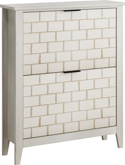 Merax Schoenenkast 80 cm - Vintage Wit - Schoenenkast met 2 Kleppen - Smalle Opbergkast Schoenen - Halmeubel met Open Vakken - Kast voor Gang Woonkamer en Slaapkamer - 80x24x97,5 cm