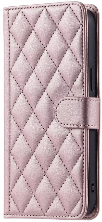 Hoesje geschikt voor iPhone 16e - Bookcase - Pasjeshouder - Koord - Kunstleer - Rose Goud