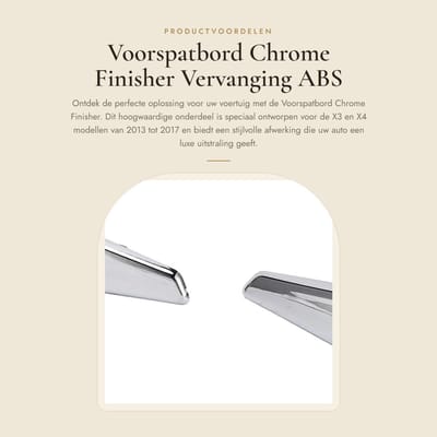 Dailygoods- Voorspatbord Vervanging - Verchroomd - ABS - Compatibel met X3/X4 F25/F26 2013-2017 - Eenvoudige installatie - 2 stuks - Spatbordafwerking