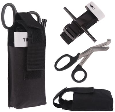 Noodpakket bij ongevallen Traumaschaar / Tourniquet / Molle tas 3-delig