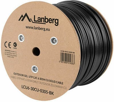 UTP Category 6 Rigid Network Cable Lanberg LCU6-30CU-0305-BK Black 305 m