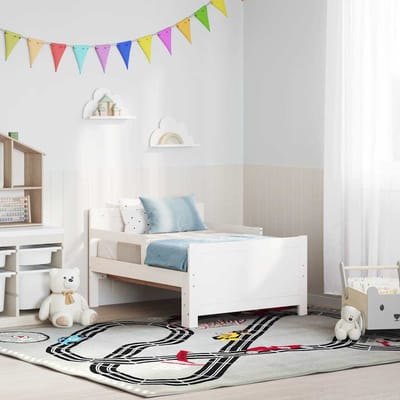 vidaXL - Bedframe - met - hoofdeinde - Wit - 80 - x - 200 - cm - Bewerkt - hout