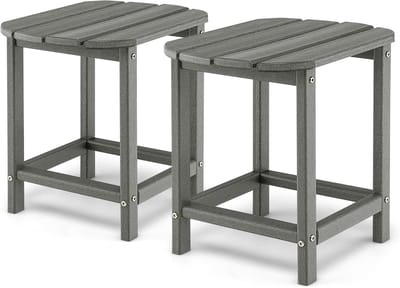KOMFOTTEU Set van 2 tuintafels van HDPE, kleine bijzettafel, waterdicht, draagvermogen 91 kg, koffietafel voor balkon, terras, binnenplaats, 48 x 37 x 46 cm