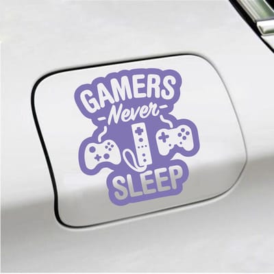 Bumpersticker - Gamers Never Sleep - 12,4 X 11,4 - Paars