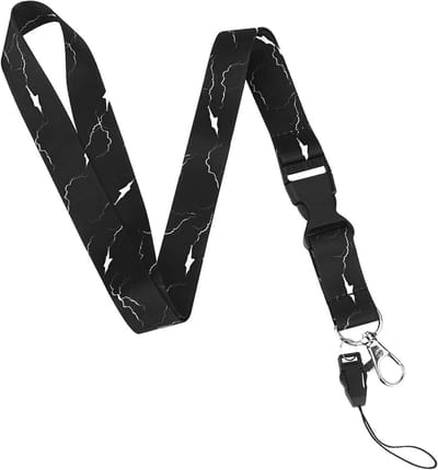 Zwarte Marmer Lanyard met Draaiende Kreeftsluiting, Verstelbare Halsband voor Sleutels, Mobiele Telefoon en Badgehouders, Ideaal voor Onderwijzers en Evenementen