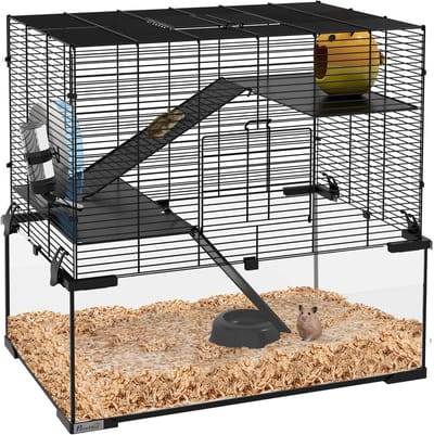 PawHut Hamsterkooi Staaldraad 60x40x54,5cm Zwart