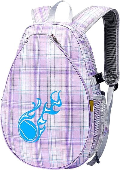 Kinder Tennistas - Sportuitrusting Tas - Sportlessen Organiseren - Geurvrije Schoenenopslag - 40 x 28 x 15 cm - Paars Raster
