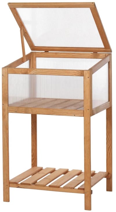 Kweekbak met Deksel - Verhoogde Moestuinbak - Eikenlook – Kweektafel voor Buiten - Kweekkas / Tuinkas - 59 x 52 x 96 cm