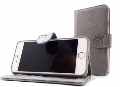 HEM hoesje geschikt voor Samsung Galaxy S22 Plus - Vintage Grey Leren Portemonnee Hoesje - Lederen Wallet Case TPU meegekleurde binnenkant- Book Case - Flip Cover - Boek - 360º beschermend Telefoonhoesje