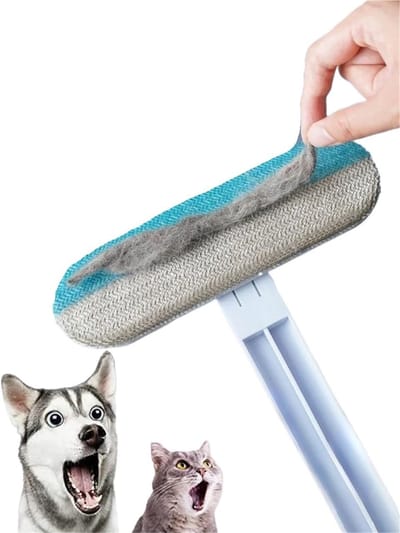 Daity Dit 4-in-1 reinigingsgereedschap voor dierenharen wordt geleverd met een kam en is geschikt voor tapijten - meubels - enz. Het heeft een herbruikbare lange steel en is geschikt voor meubels - banken - tapijten en beddengoed.