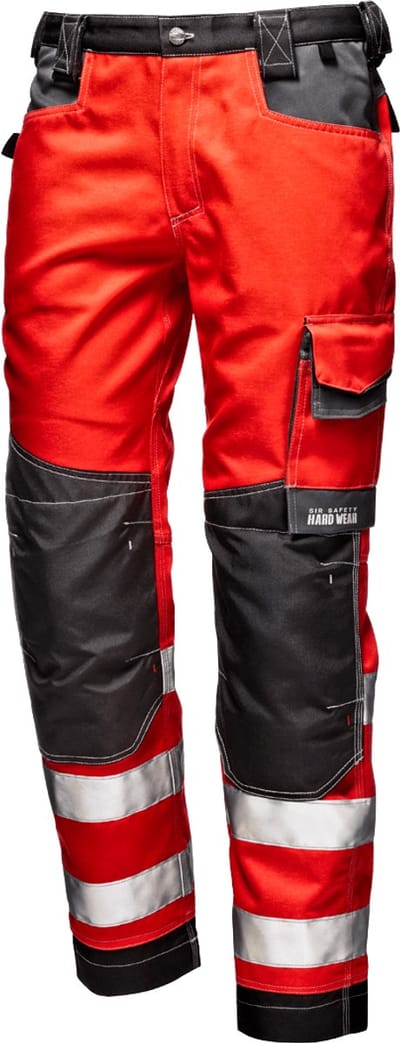 SIR SAFETY RUSH Hi-Vis Werkbroek HEREN Veiligheidsbroek Rood - Reflecterend - Met Kniezak, Holsterzakken, D-ring, Hamerlus - Fluorescerend