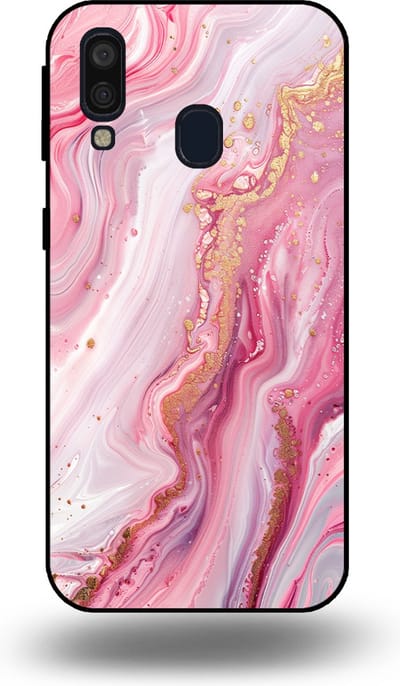 Smartphonica Telefoonhoesje geschikt voor Samsung Galaxy A40 met marmer opdruk - TPU backcover case marble design - Roze geschikt voor Samsung Galaxy A40